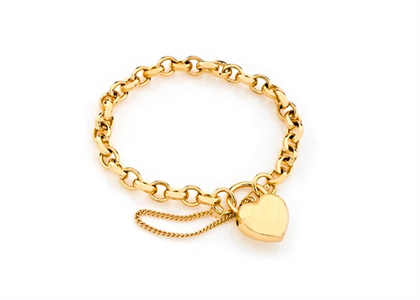 Gold Plated Womens Toggle Heart Charm Bracelet